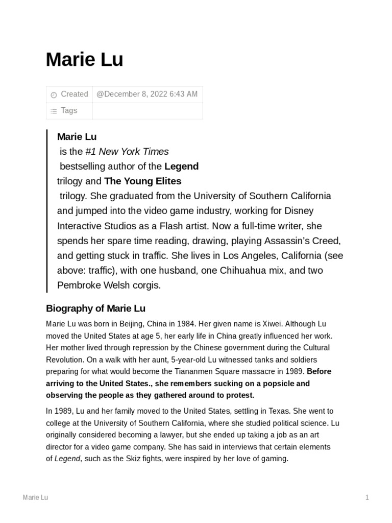 Marie - Lu Research | PDF | General Fiction