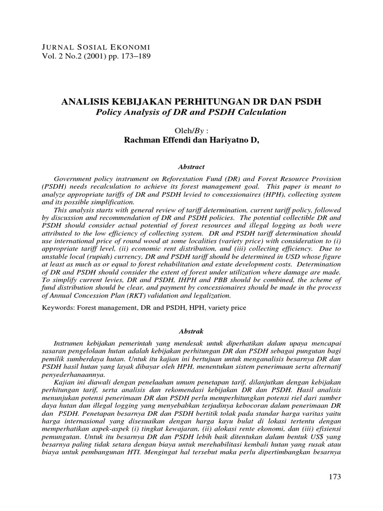 Analisis Kebijakan PSDH dan DR | PDF | Economies
