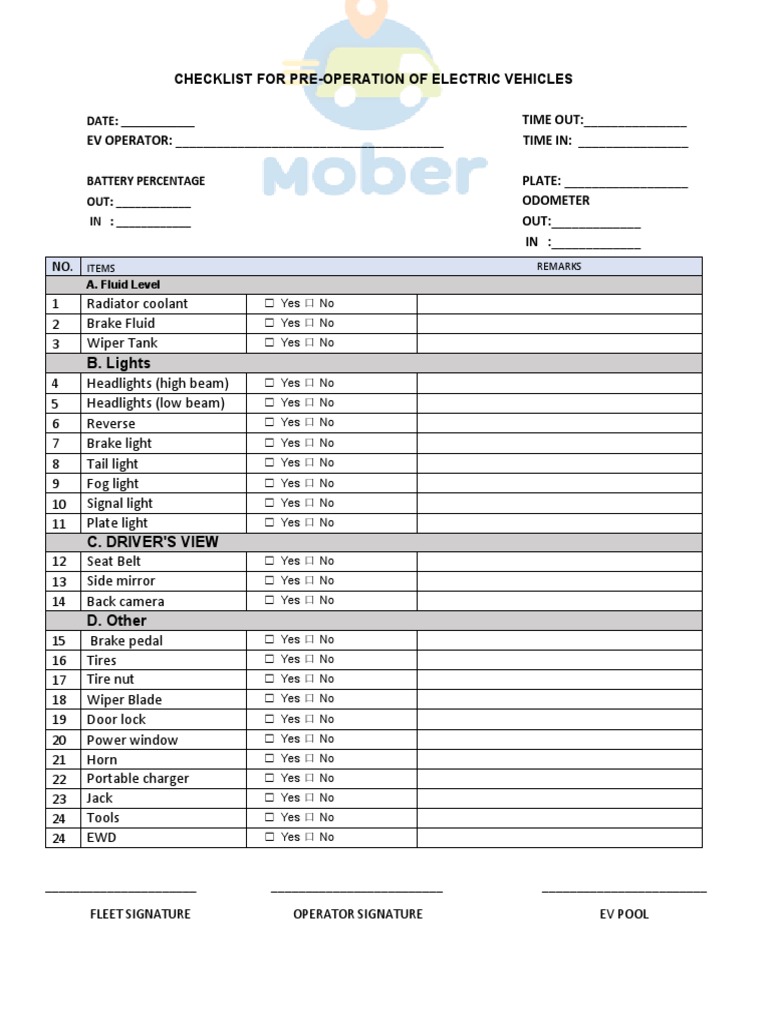 EV CHECKLIST.pdf PDF