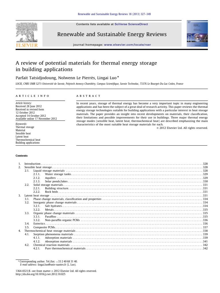 Thermal Energy Storage Materials Review | PDF | Solar Energy | Solid