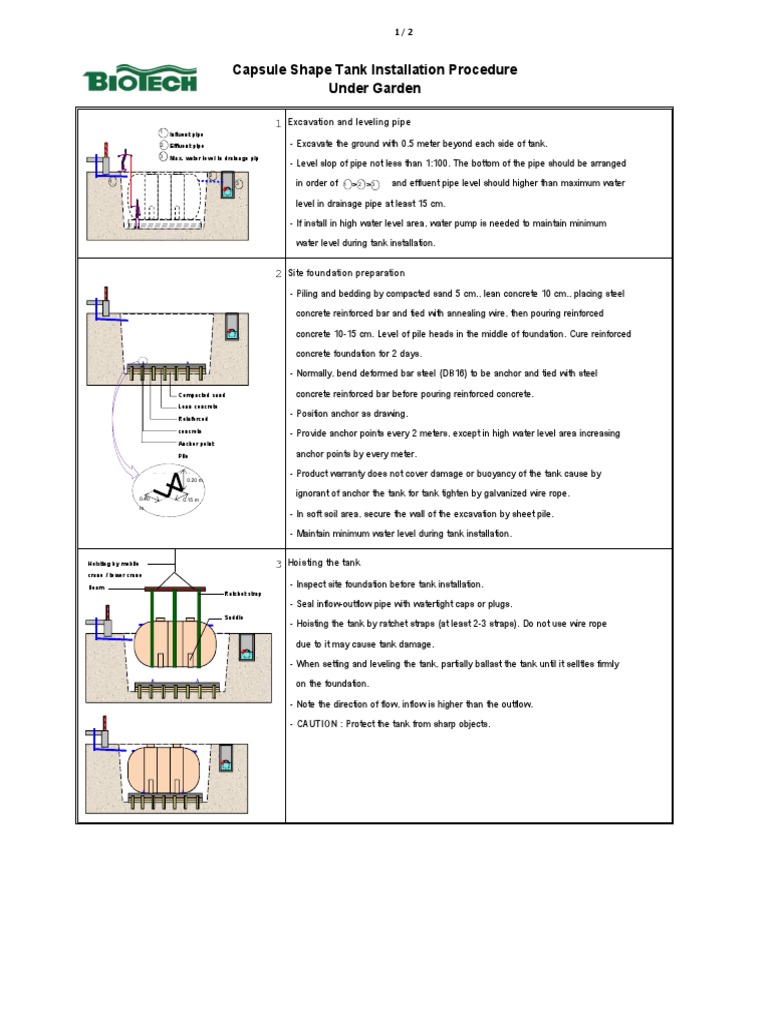 Capsule Tank Installation Procedure | PDF | Deep Foundation | Concrete