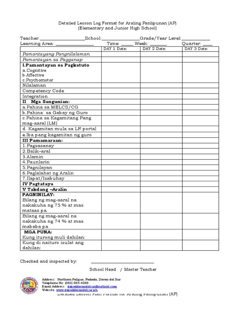 Updated DLL and Lesson Plan Template For Araling Panlipunan | PDF