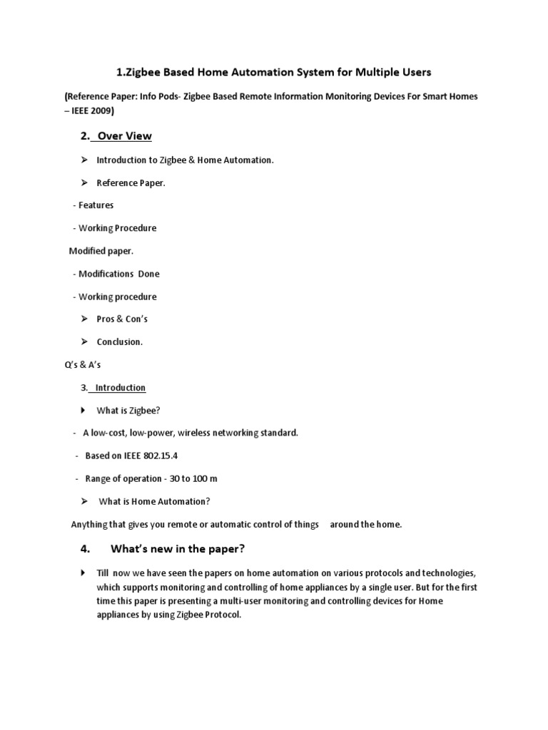 1.zigbee Based Home Automation System For Multiple Users | PDF