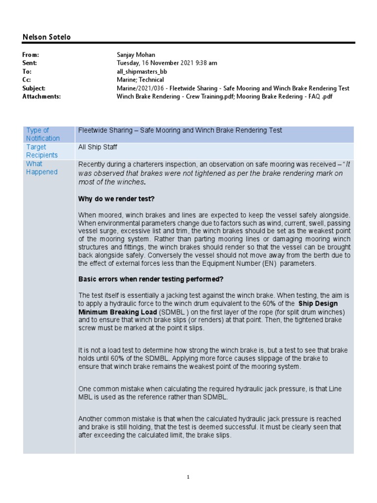 Mooring Winch Brake Rendering Test Guide | PDF | Rope | Ships