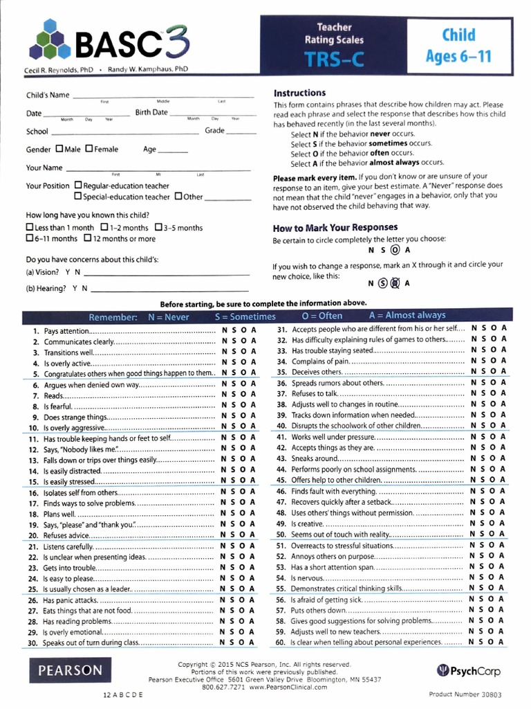 Basc 6-11 PDF | PDF | Cognitive Science | Behavioural Sciences