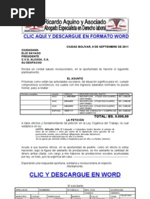 Formato Modelo Ejemplo Solicitud De Adelanto De Prestaciones Pdf Economias