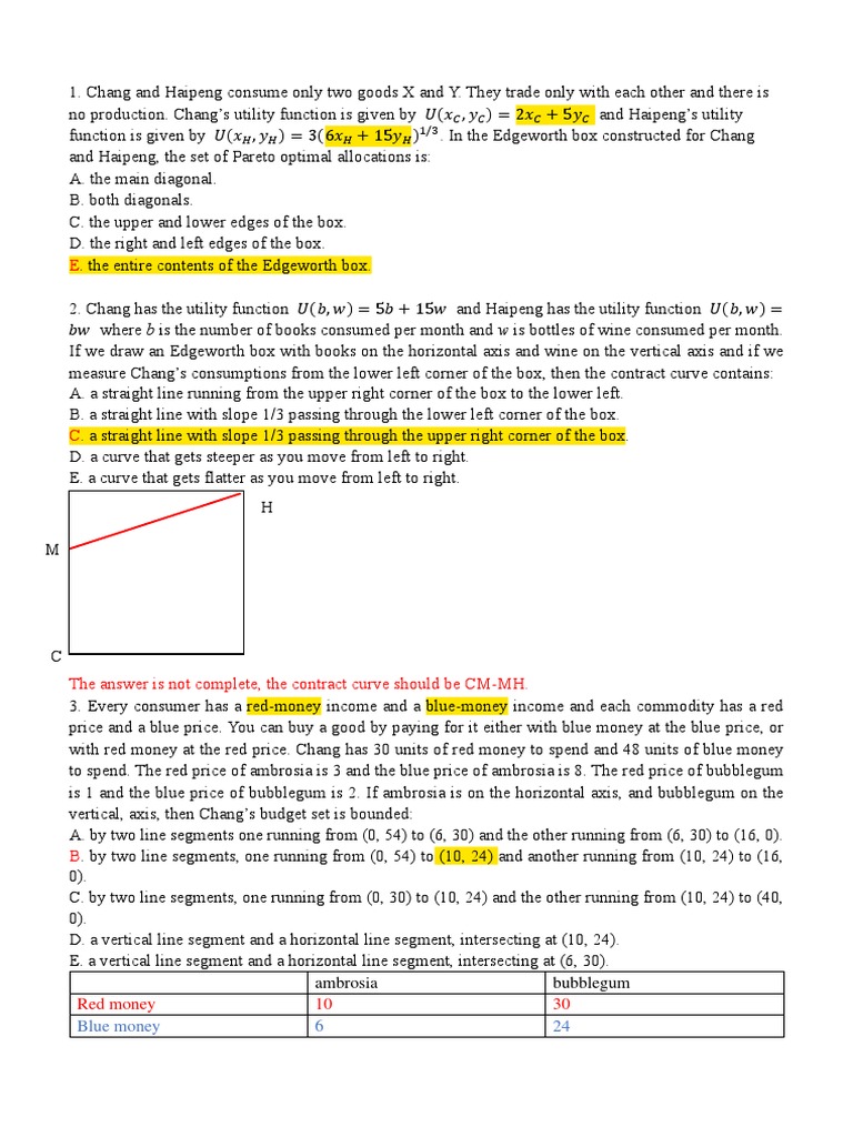 Utility Functions and Trade Analysis | PDF | Utility | Economies