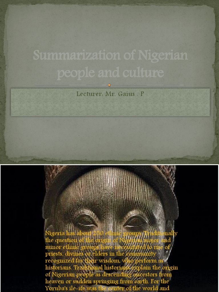Summary of Nigerian Ppu and Culture PDF Atlantic Slave Trade Nigeria