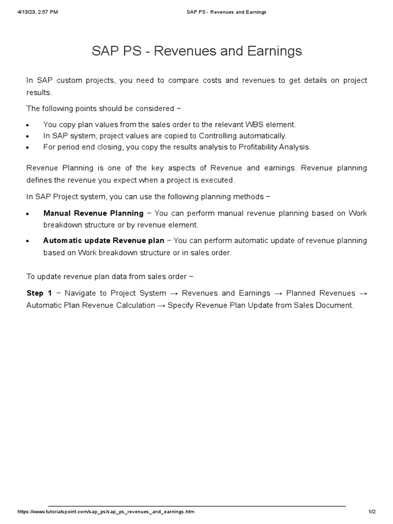 SAP PS Revenues and Earnings 21 PDF