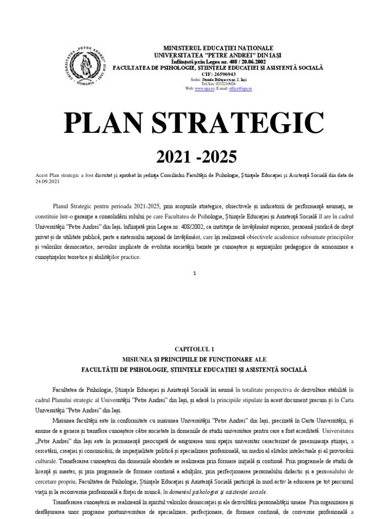 Plan Strategic FPSEAS 2021 2025 PDF | PDF