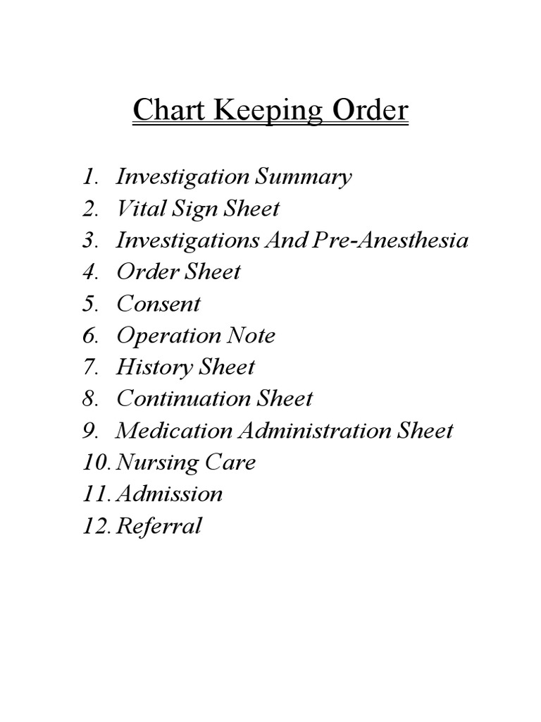 Medical Chart Keeping Order Guide | PDF