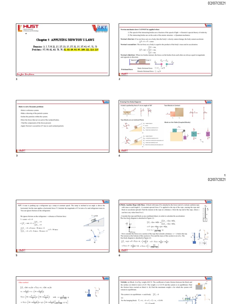 Applying Newtons Law Pdf Force Newton S Laws Of Motion