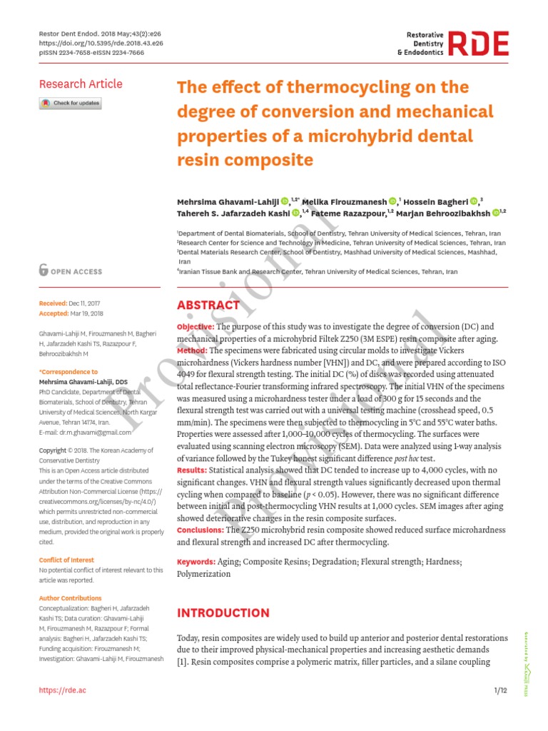 The Effect of Thermocycling On The Degree of Conve PDF Dental