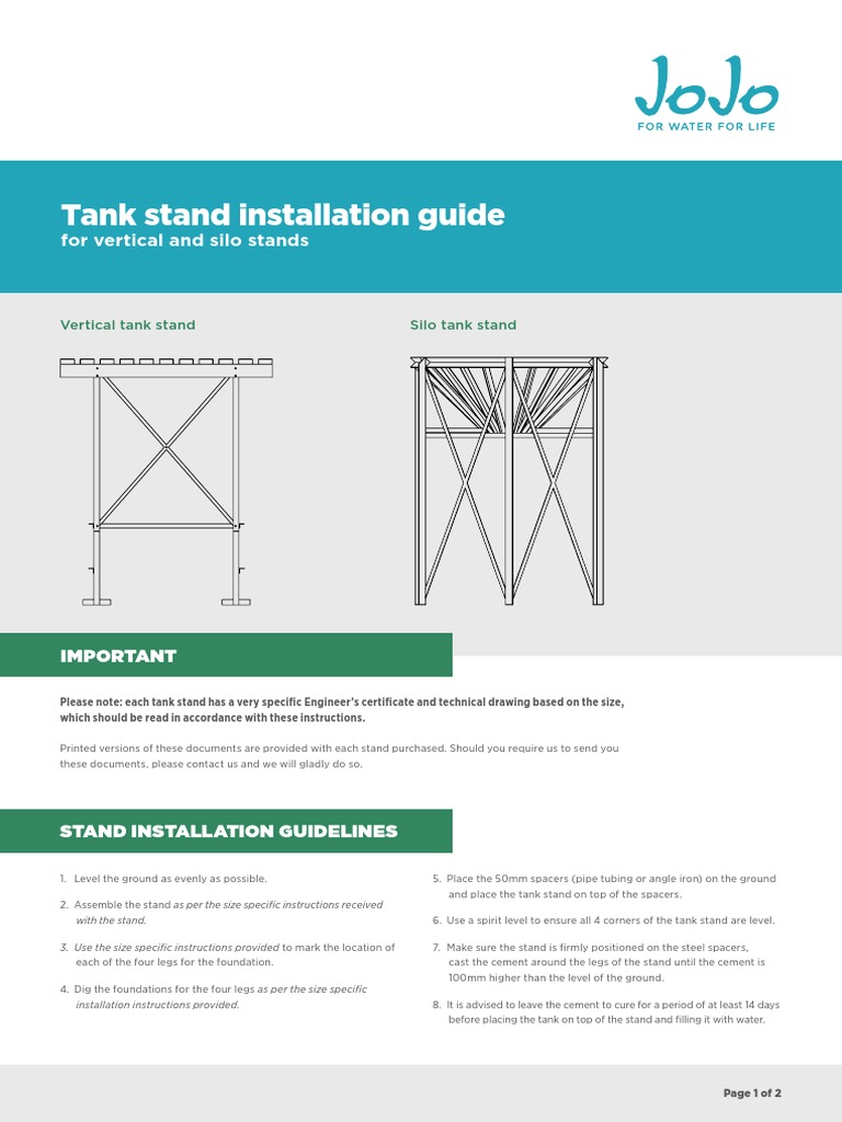 Vertical and Silo Tank Stand Installation Guide 280622 PDF PDF