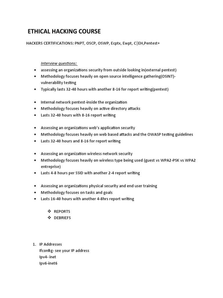 Ethical hacking course pdf