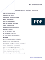 Kinds of Sentences Worksheet PDF