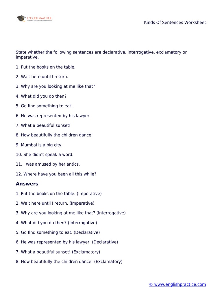 KINDS OF SENTENCES WORKSHEET WITH ANSWERS PDF CLASS 8 intelligence overview