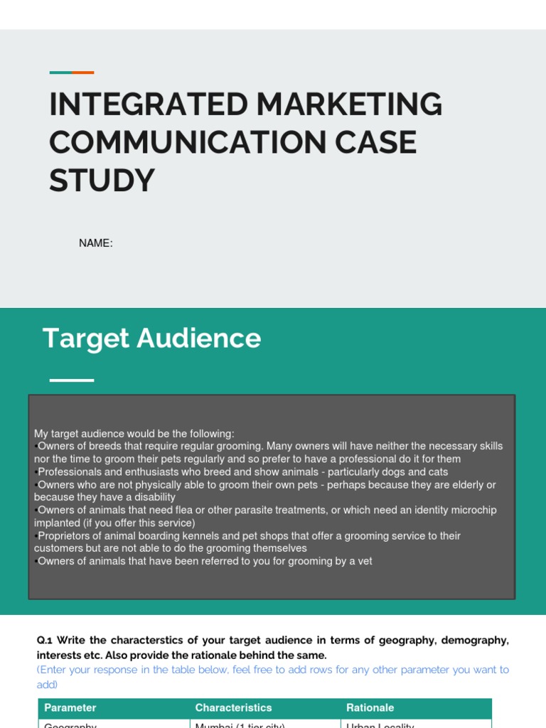 IMC Pet Grooming Case Study PDF PDF Target Audience Cost