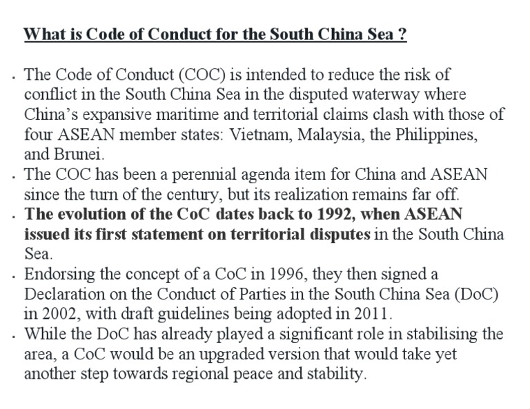 South China Sea Code of Conduct Overview | PDF | Politics