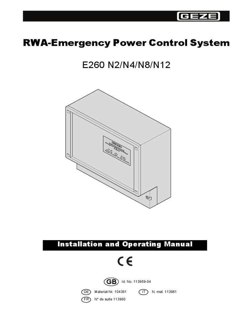 RWAEmergency Power Control System E260 N2/N4/N8/N12 Installation and