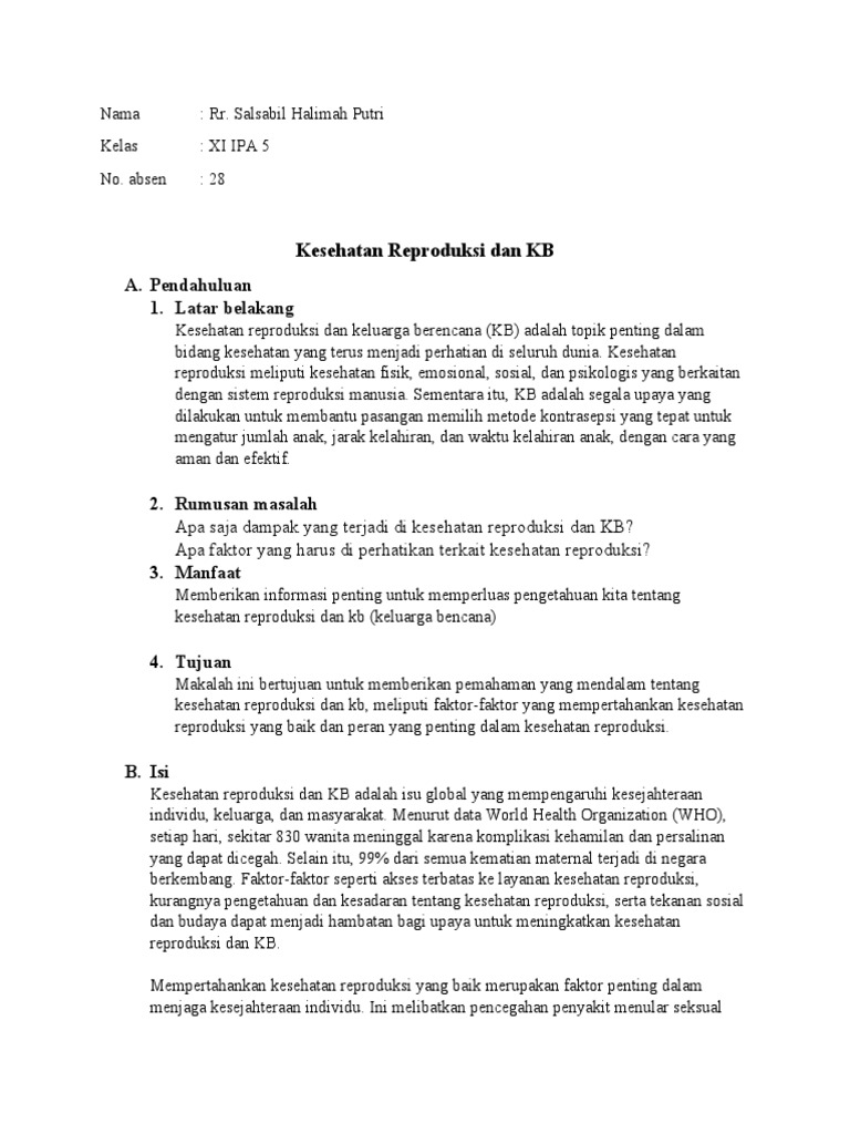 Kesehatan Reproduksi Dan KB | PDF | Pengembangan Diri