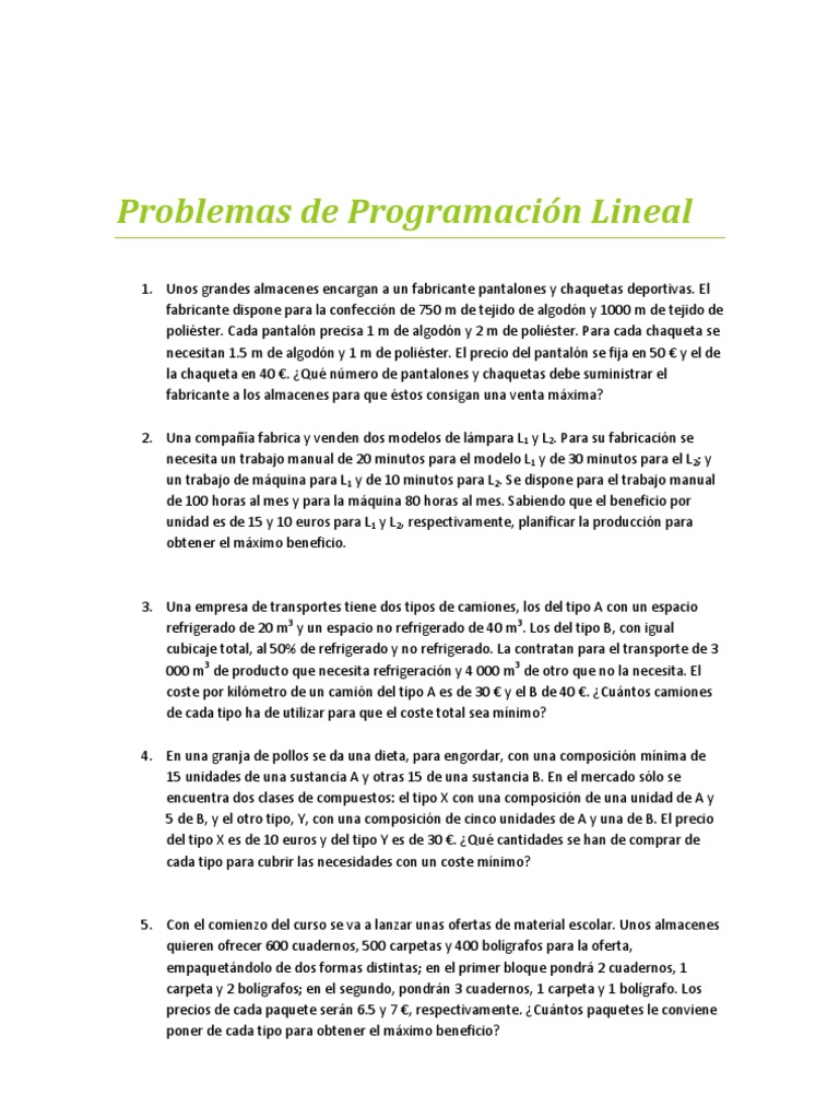 Problemas de Optimización en Programación Lineal | PDF | Aluminio | Carne