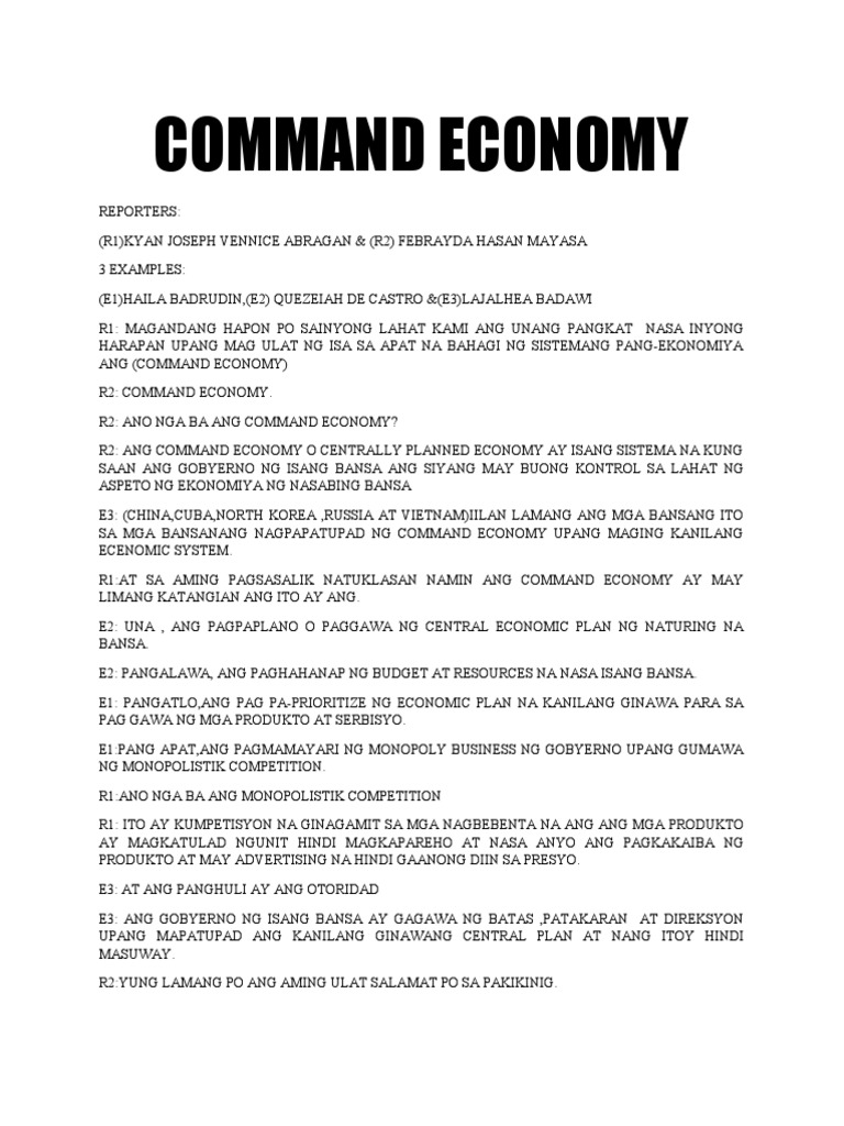 Command Economy PDF