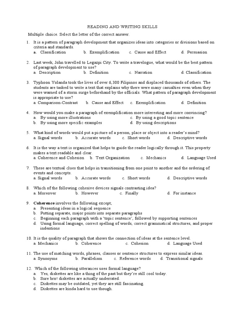 Reading and Writing Skills Reviewer Download Free PDF Organic Foods Pesticide