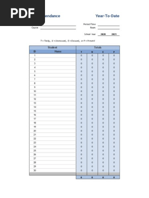 CLASS ATTENDANCE SHEET LIRIO 2022-2023