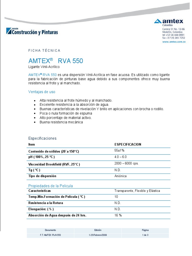 Amtex Rva 550 | PDF | Física Aplicada e Interdisciplinaria | Sustancias ...