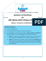 Answer and Solutions - JEE - Main 2023 - PH 1 - 31 01 2023 - Evening Shift 2 PDF