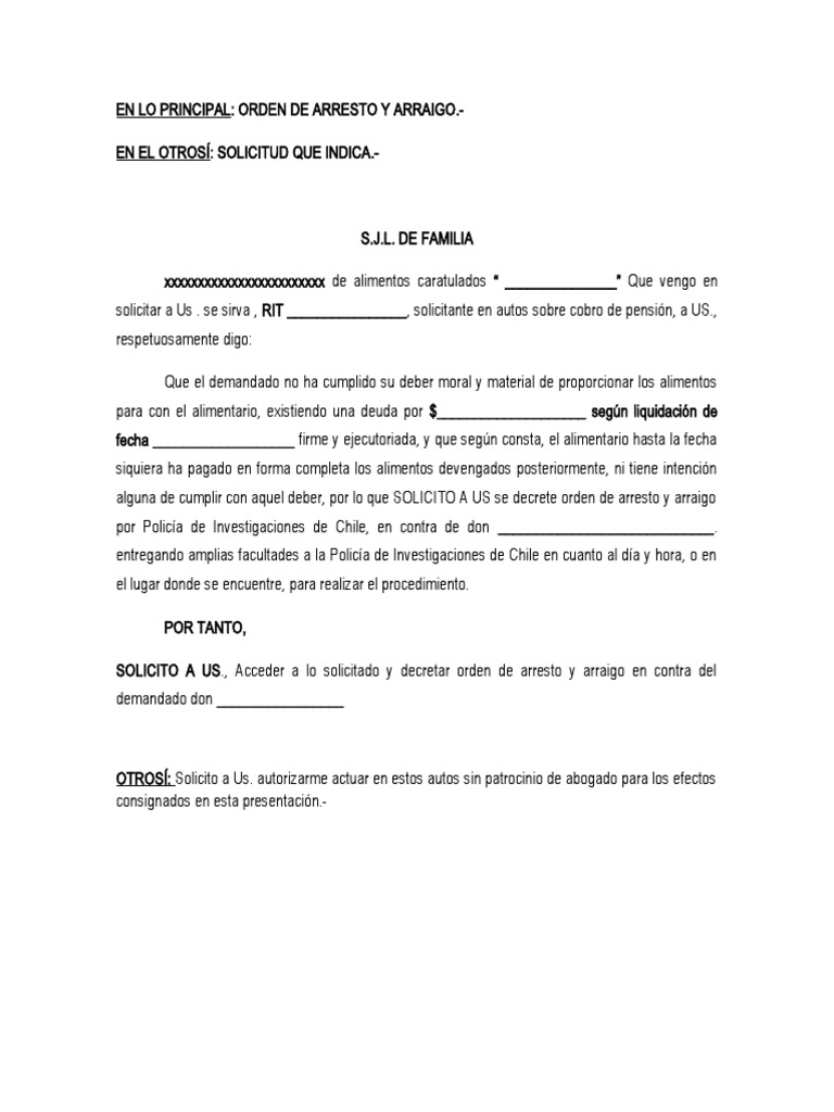 Orden de Arresto por Deuda Alimentaria | PDF | Política | Derecho