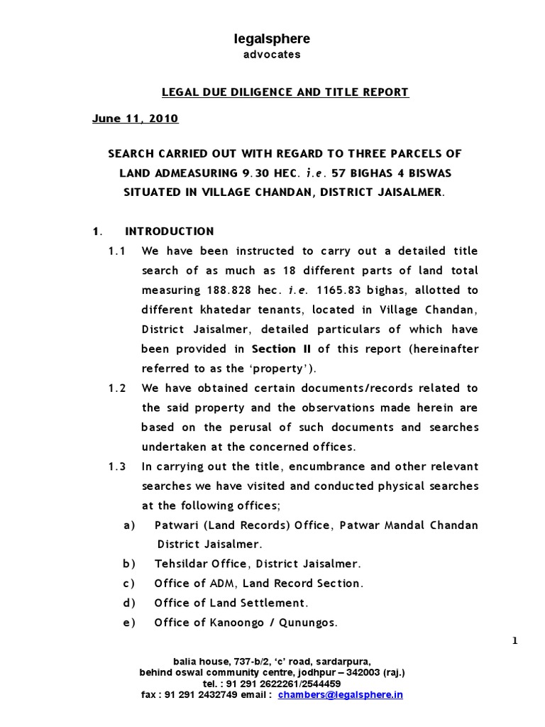 Jaisalmer Land Title Report 2010 | PDF | Government | Private Law