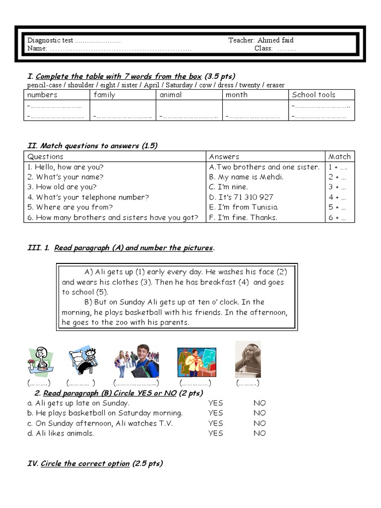 7th Form IELTS Diagnostic Test | PDF