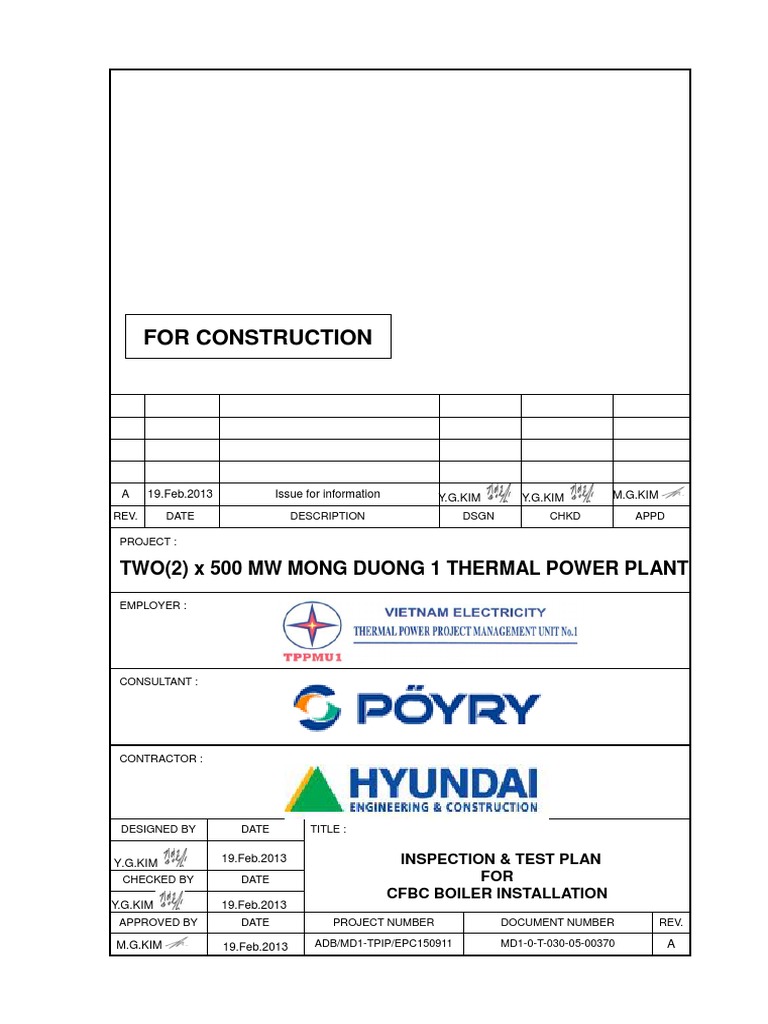MD10T0300500370A ITP For CFBC Boiler Installation PDF Pipe (Fluid Conveyance) Boiler