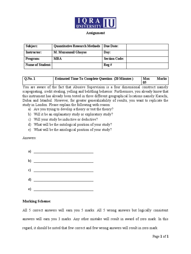 MBA Quantitative Research Task | PDF