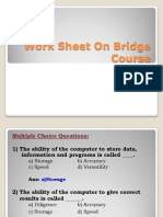 Work Sheet On Bridge Course