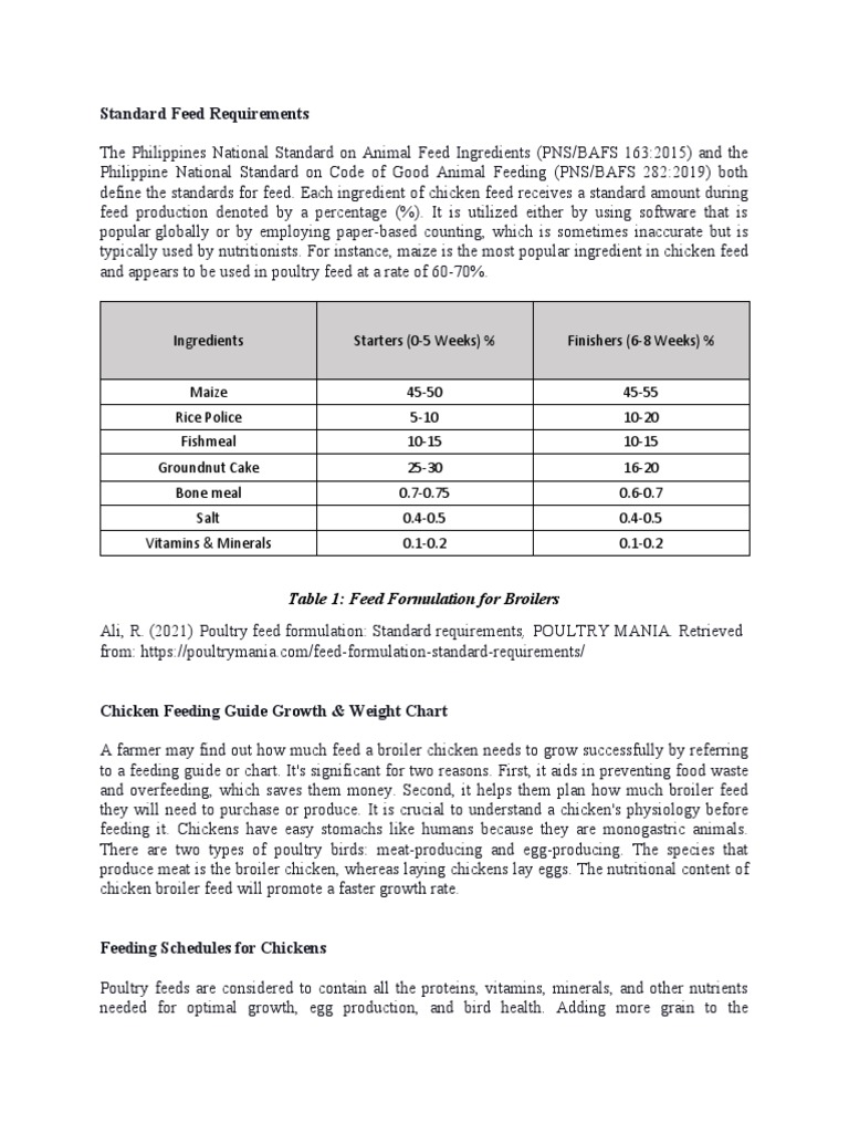 Picture of Standardized Feeding and Water Included in Paper | PDF | Broiler | Water