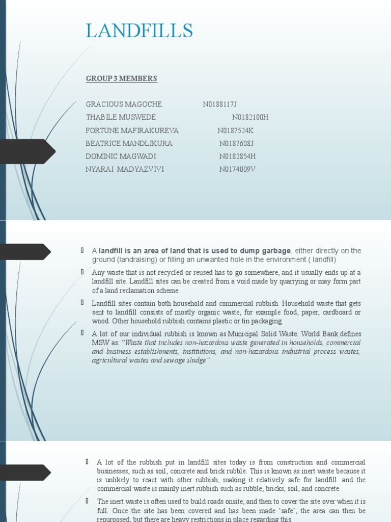 LANDFILLS | PDF | Waste | Municipal Solid Waste