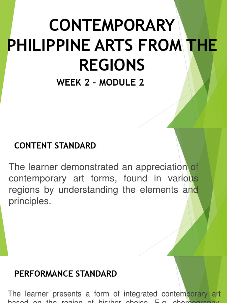 CPARQ1WK2CONTEMPORARY ART FORMS AND PRACTICES FROM THE DIFFERENT