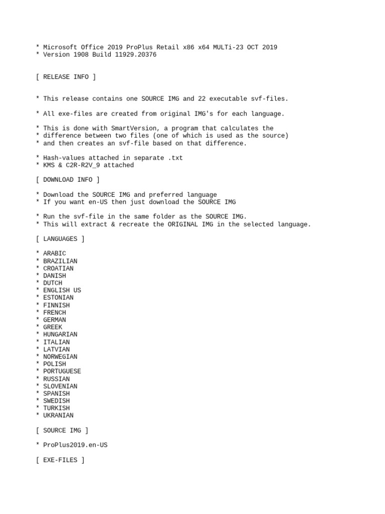 MS Office 2019 ProPlus Retail x86 x64 MULTi-23 OCT 2019 | PDF