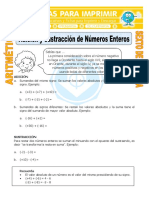 Adición y Sustracción de Números Enteros para Sexto de Primaria PDF