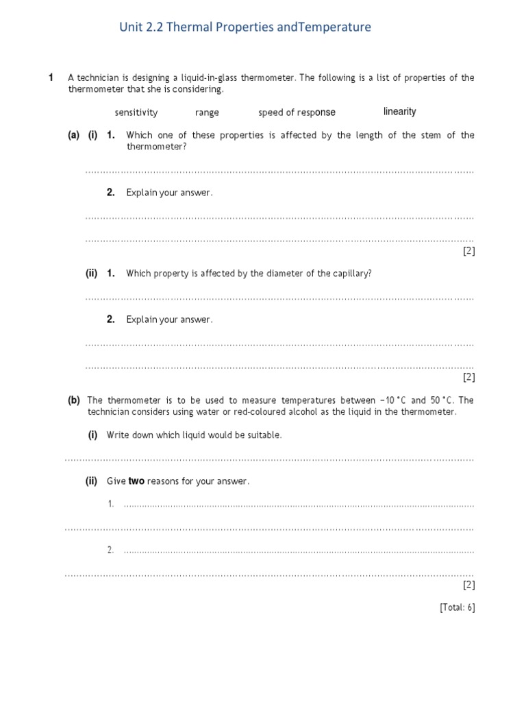 Unit 2.2 Thermal Properties and Temperature | PDF | Ice | Heat