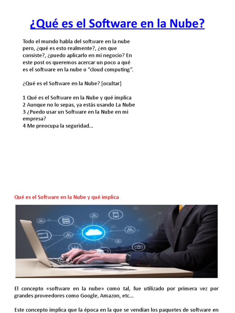 Introducción al Software en la Nube | PDF | Computación en la nube ...
