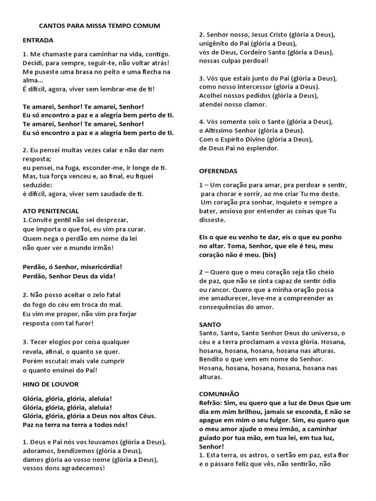 Cantos Missas Cerco, PDF, Amor