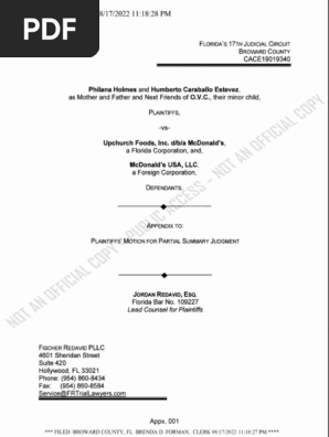 Court Filings in McDonald's Lawsuit