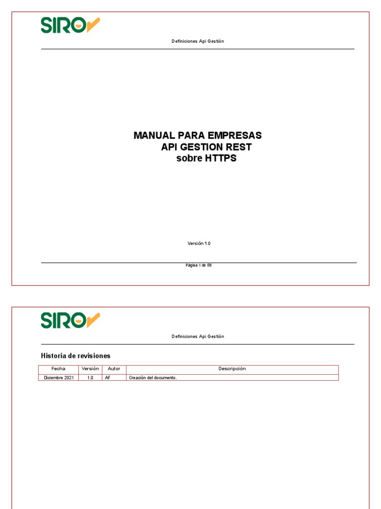 Documento De Uso De Api De Siro Pdf Protocolo De Transferencia De