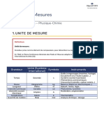 Unités Et Mesures Fiche