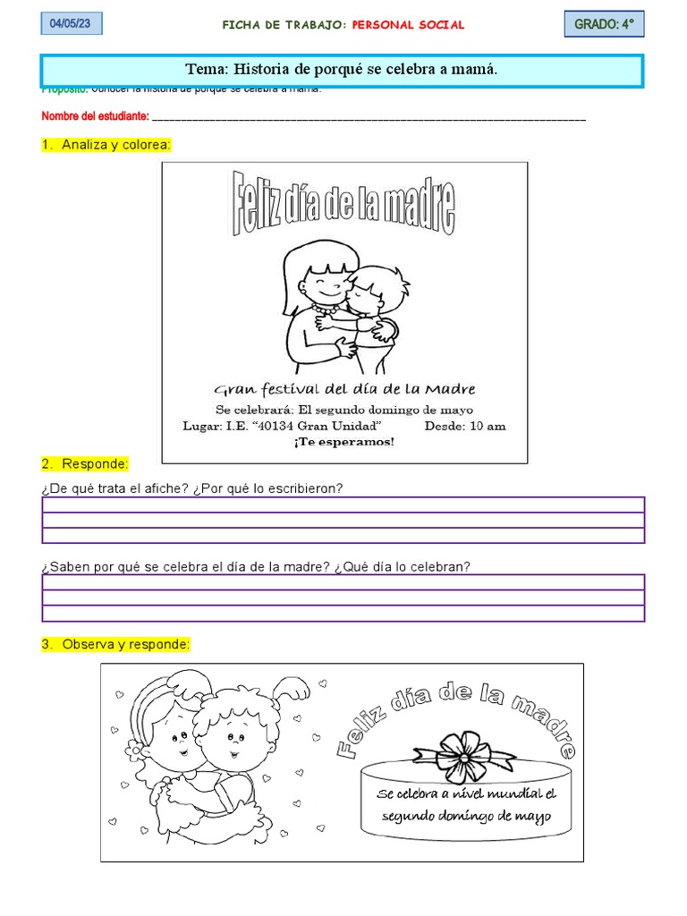 4° Ficha de Trabajo 04 de Mayo Personal Social | PDF
