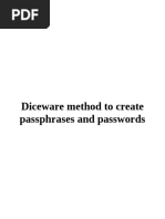 Diceware Method To Create Passphrases and Passwords